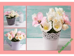Tranh treo tường phòng ngủ Bình hoa Tulip Amia 289-00