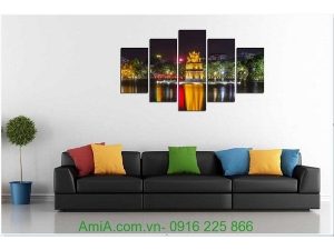 Hình ảnh mẫu tranh phong cảnh hồ gươm treo tường phòng khách