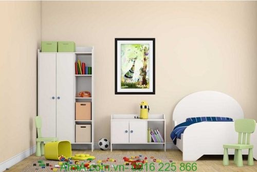 Hình ảnh Khung tranh treo tường nghệ thuật hươu cao cổ đặt phòng trẻ em