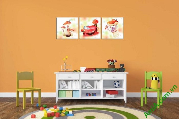 Hình ảnh Tranh ghép bộ treo tường phòng trẻ em cây nấm xinh