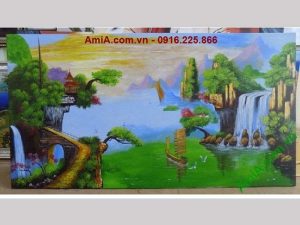 Hình ảnh tranh vẽ sơn dầu treo tường thuyền buồm doanh nhân