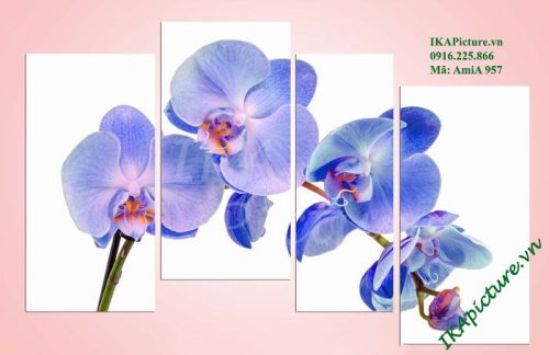 Hinh anh mau tranh treo tuong hoa phong lan xanh amia 957