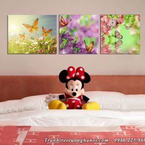 Hình ảnh tranh treo phòng bé gái AmiA 672 hoa bướm