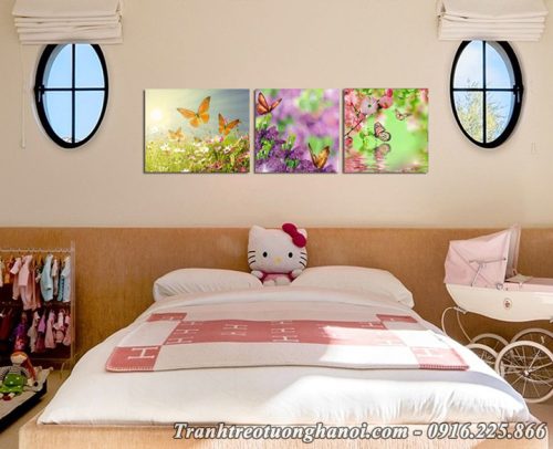 Hình ảnh tranh amia 672 hoa bướm treo tường phòng trẻ em