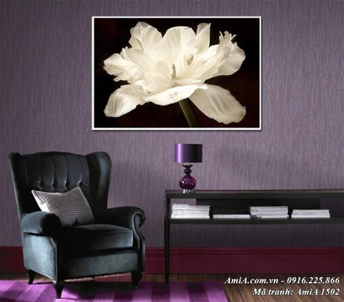 Tranh hoa trắng tinh khôi trang trí trên tường đẹp AmiA 1502