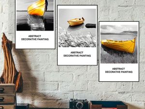 Hình ảnh tranh AmiA 1515 treo tường con thuyền vàng