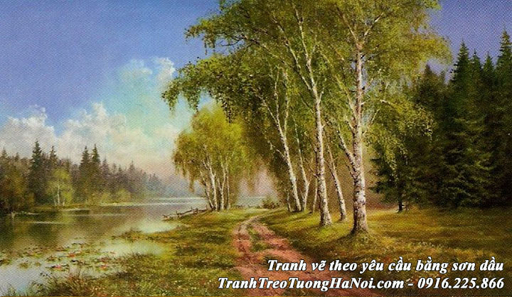 Hình ảnh tranh aMiA vẽ sơn dầu cảnh rừng cây