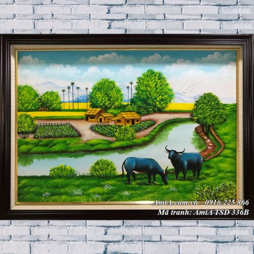 Hình ảnh tranh sơn dầu TSD 336B treo tường khổ nhỏ phong cảnh đồng quê
