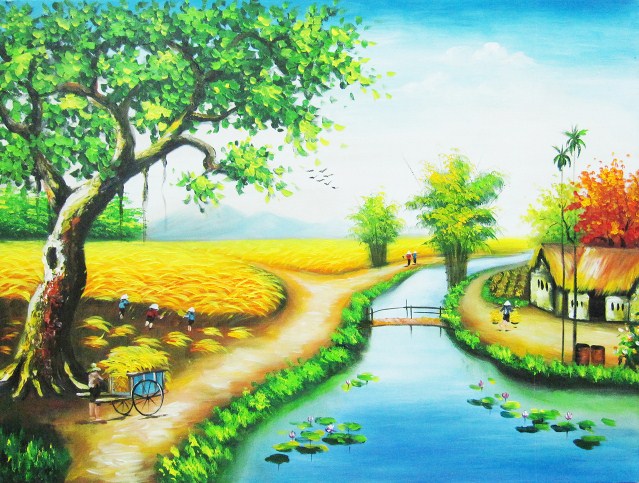 bức tranh phong cảnh làng quê ngày mùa tsd 247