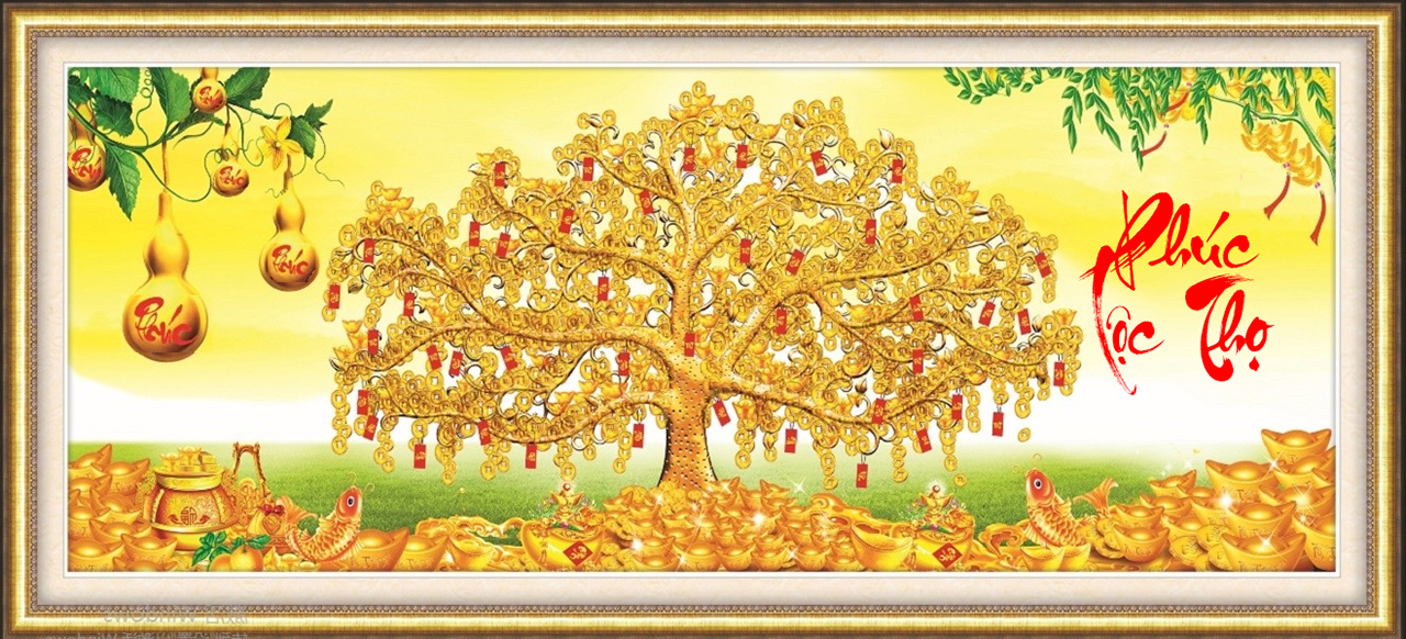 tranh cây vàng 3 chữ phúc lộc thọ AmiA PT110