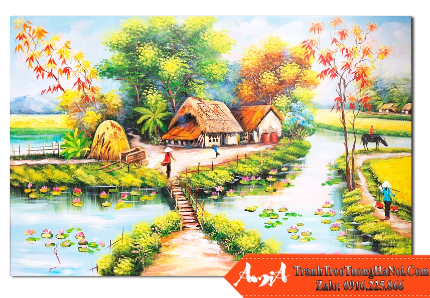 Tranh vẽ phong cảnh làng quê bằng bút chì đơn giản mà đẹp