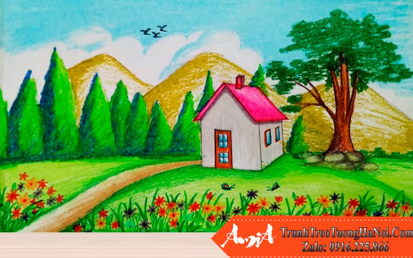 Vẽ Tranh Ngôi Nhà Của Em  Cách vẽ ngôi nhà đơn giản  Vẽ tranh ngôi nhà  của em  Duy Hiếu  YouTube