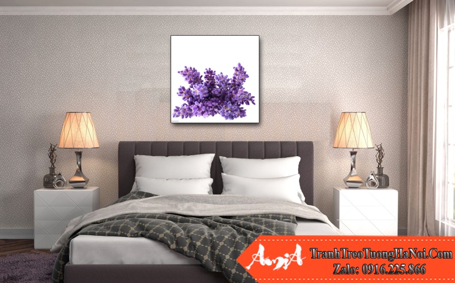 tranh 1 tam hoa lavender tim treo phong ngu