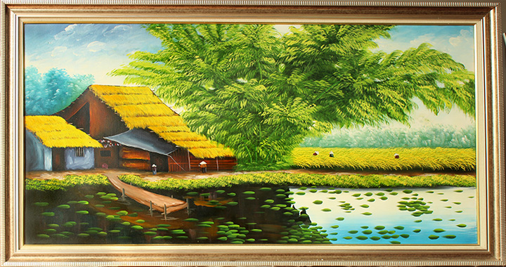Tranh sơn dầu phong cảnh làng quê việt nam  Học vẽ tranh tường 3d dạy vẽ  phong cảnh online cơ bản tại Hà Nội HCM