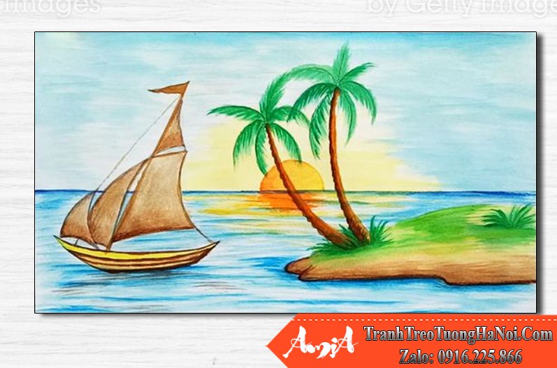 Vẽ tranh phong cảnh biển tại gia đình ở Tề Lỗ Vĩnh Tường Vĩnh Phúc   TT115LHAR  LEHAIS ART