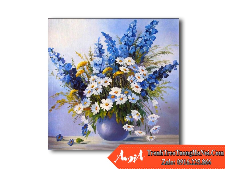 tranh son dau tinh vat binh hoa cuc oai huong